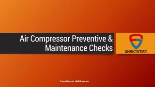Air Compressor Preventive & Maintenance Checklist - Shaktiman Equipments