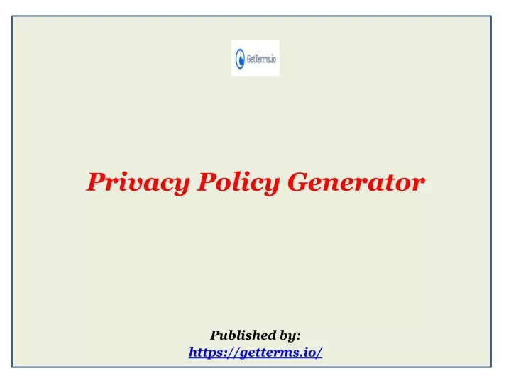 privacy policy generator published by https getterms io