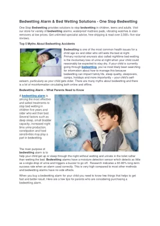 Bedwetting Alarm & Bed Wetting Solutions - One Stop Bedwetting