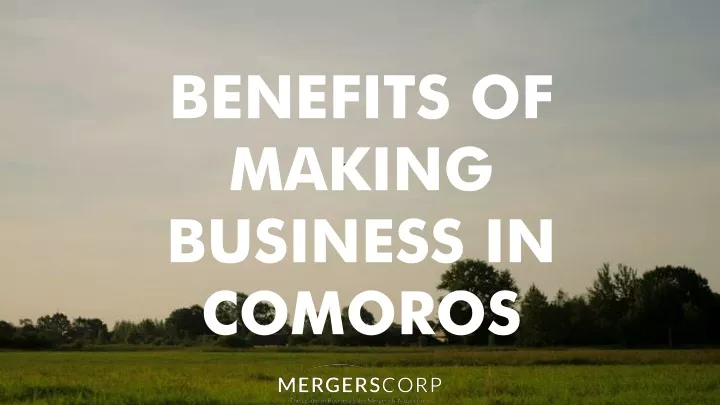 benefits of making business in comoros