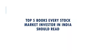 top 5 books every stock market investor in india should read