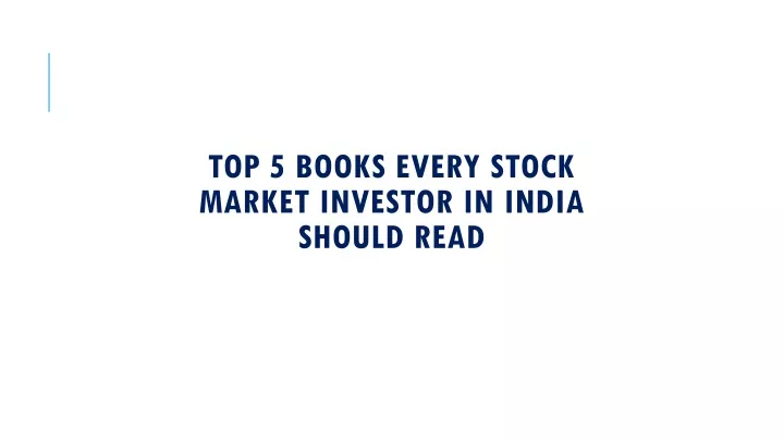 top 5 books every stock market investor in india should read