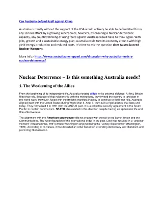 can australia defend itself against china