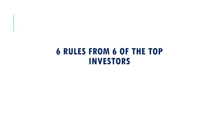 6 rules from 6 of the top investors