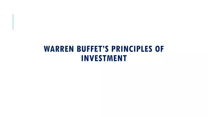 warren buffet s principles of investment