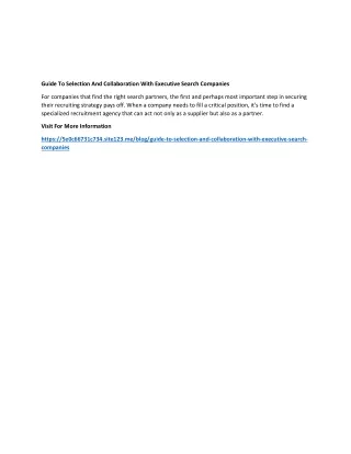 guide to selection and collaboration with