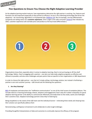 Five Questions to Ensure You Choose the Right Adaptive Learning Provider