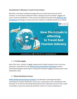how blockchain is affecting in travel tourism