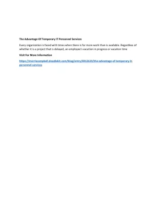 the advantage of temporary it personnel services