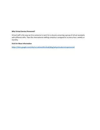 why virtual service personnel