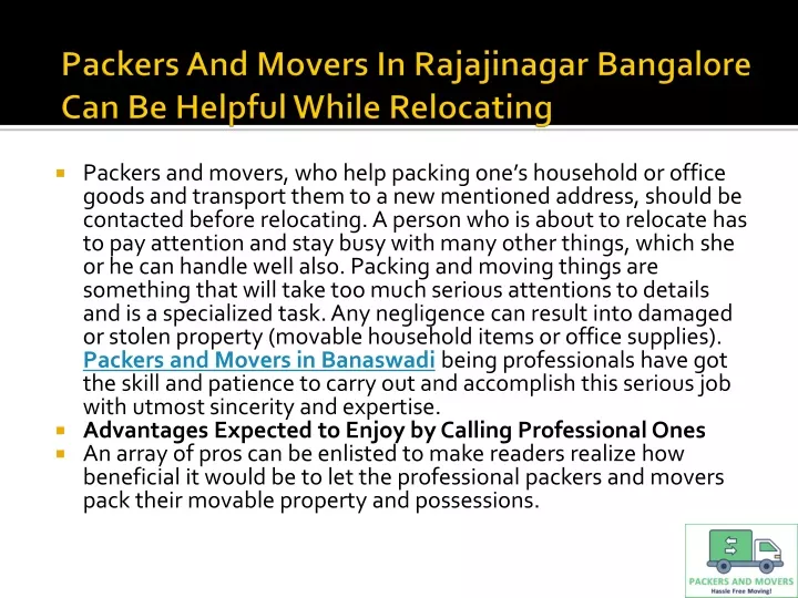 packers and movers in rajajinagar bangalore can be helpful while relocating