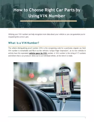 How to Choose Right Car Parts by Using VIN Number