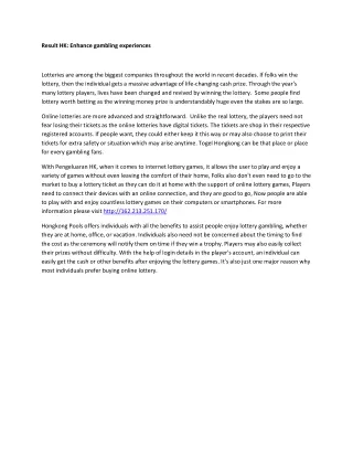 result hk enhance gambling experiences
