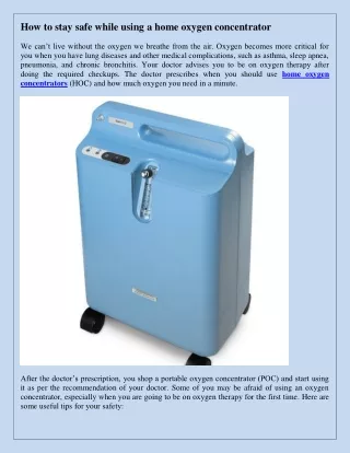 how to stay safe while using a home oxygen