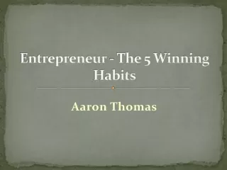 Entrepreneur - The 5 winning habits list