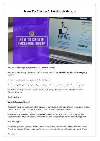 How To Create A Facebook Group