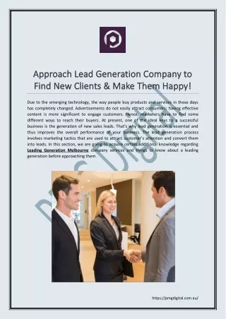 Approach Lead Generation Company to Find New Clients & Make Them Happy!