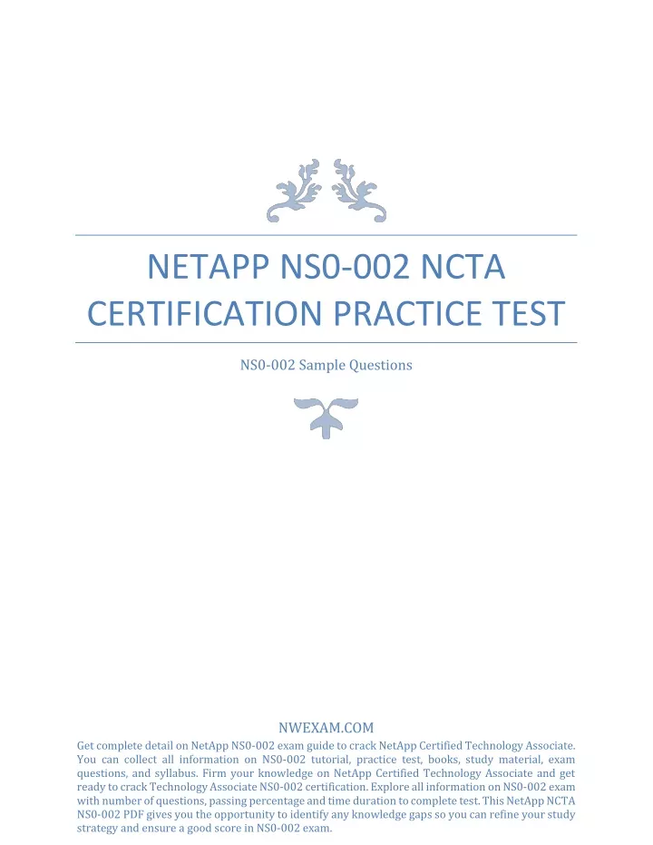 netapp ns0 002 ncta certification practice test