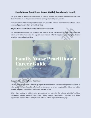 Family Nurse Practitioner Career Guide| Associates in Health