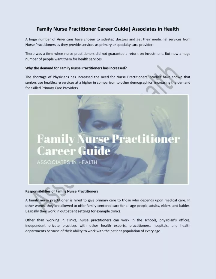 family nurse practitioner career guide associates