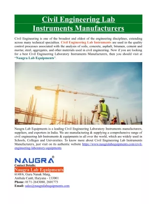 civil engineering lab instruments manufacturers