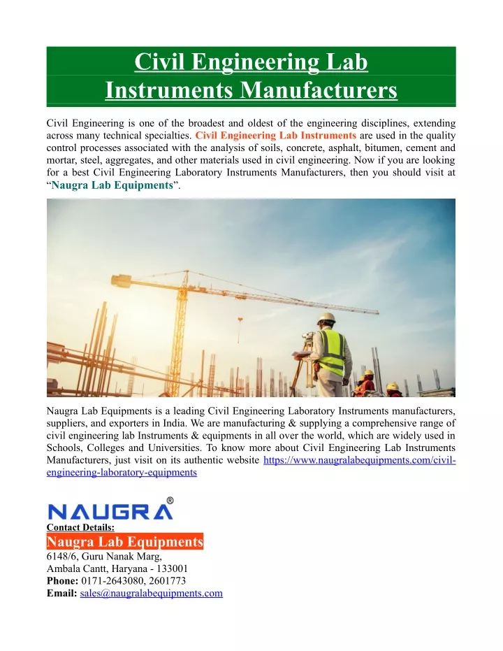 civil engineering lab instruments manufacturers