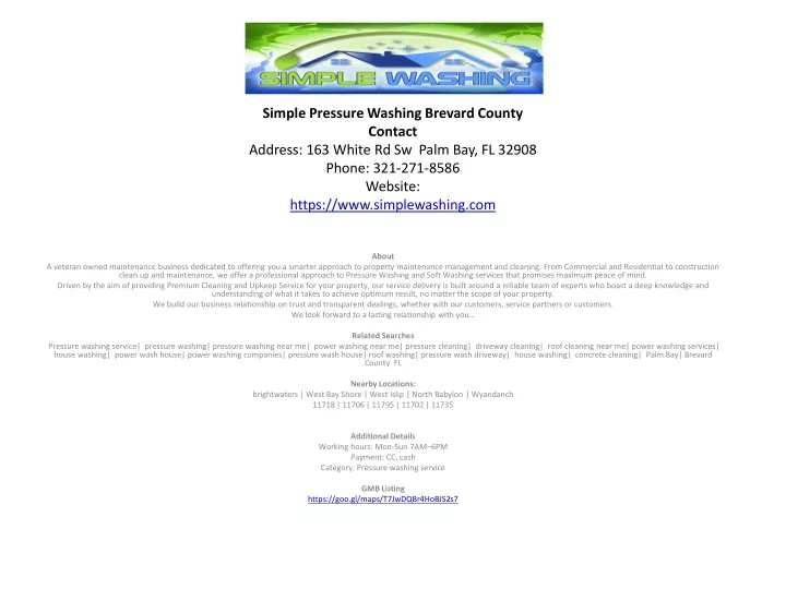 simple pressure washing brevard county contact