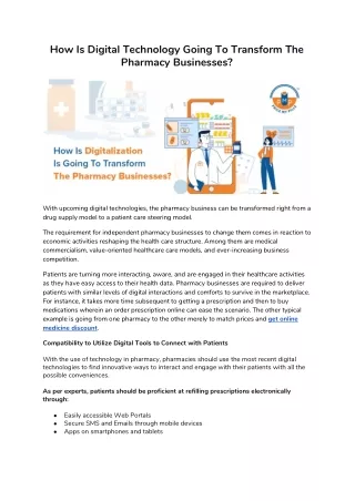 How Is Digital Technology Going To Transform The Pharmacy Businesses?