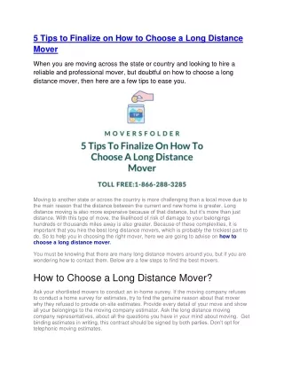 5 tips to finalize on how to choose a long