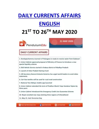daily currents affairs english