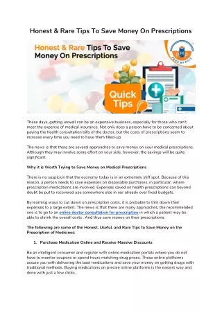 Honest & Rare Tips To Save Money On Prescriptions