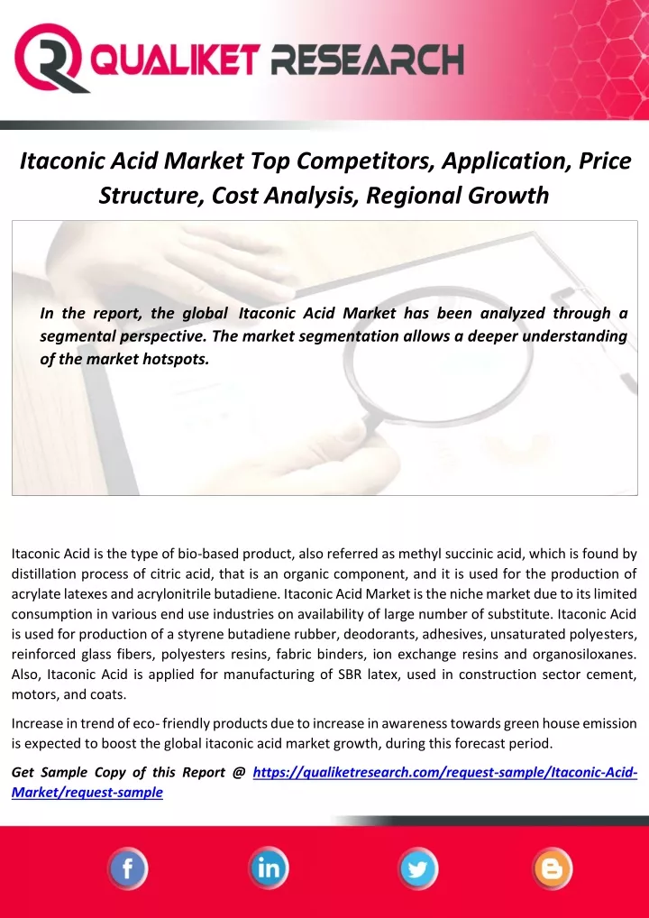 itaconic acid market top competitors application