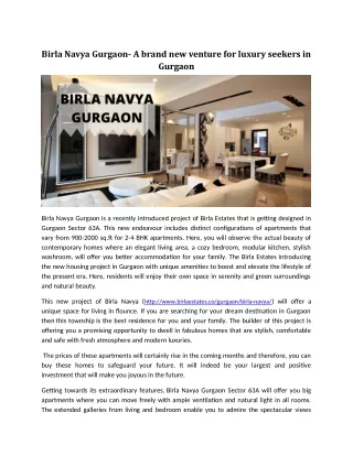 Birla Navya Gurgaon- A brand new venture for luxury seekers in Gurgaon
