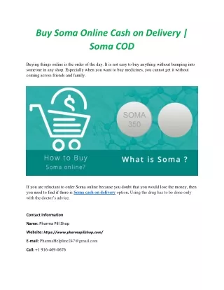 Buy Soma Online Cash on Delivery | Soma COD