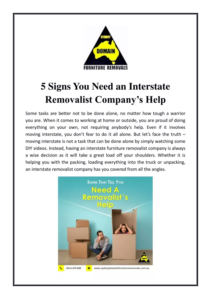 5 signs you need an interstate removalist company