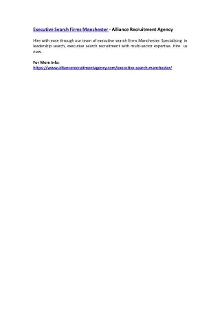 executive search firms manchester alliance