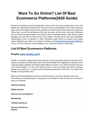want to go online list of best ecommerce