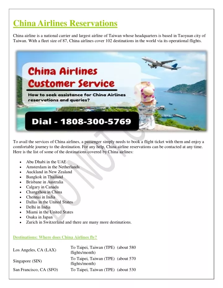 china airlines reservations