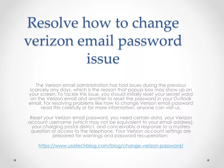 resolve how to change verizon email password issue