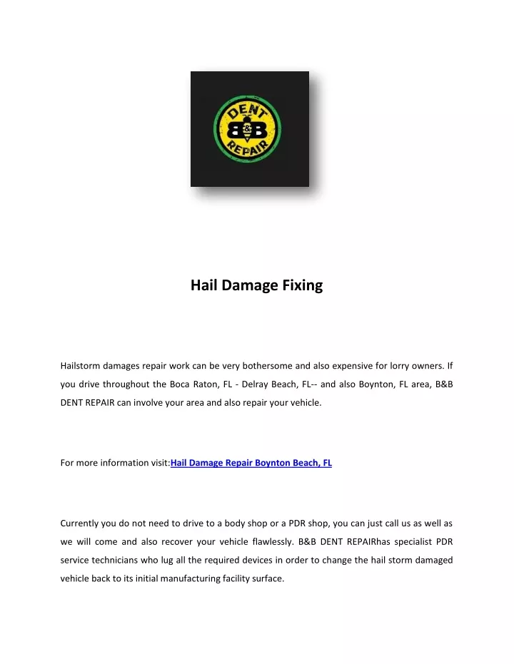 hail damage fixing