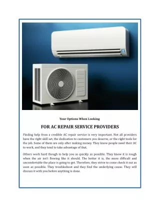 Your Options When Looking For AC Repair Service Providers