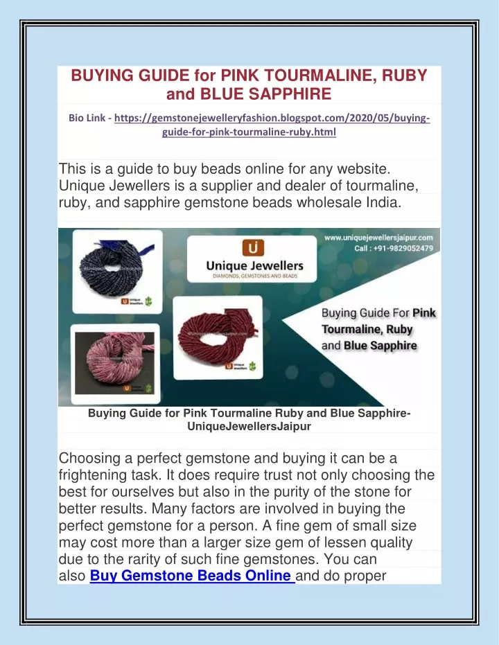 buying guide for pink tourmaline ruby and blue