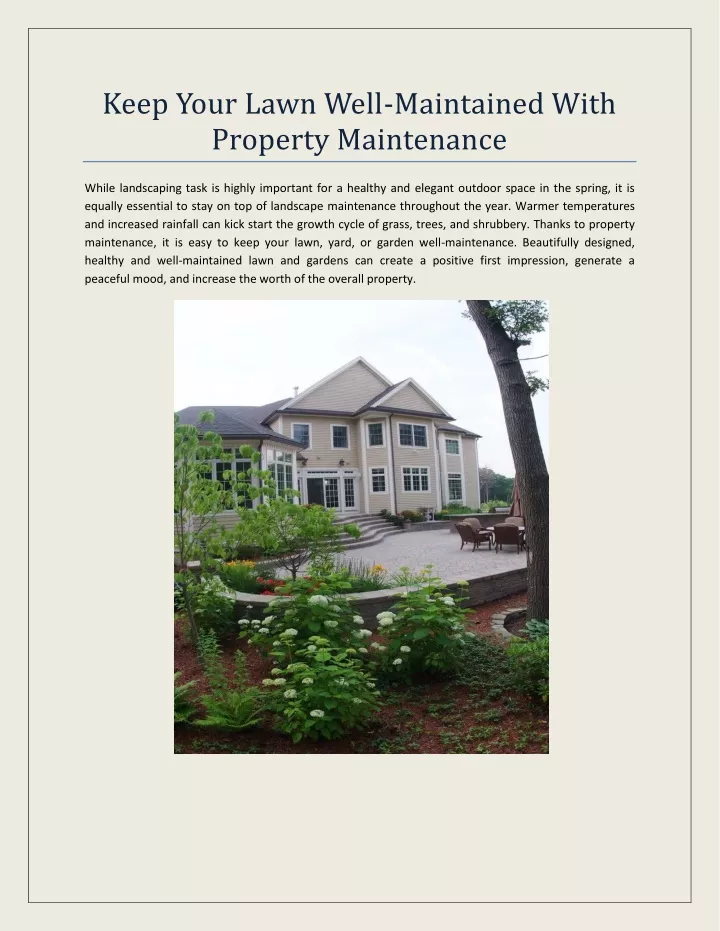keep your lawn well maintained with property
