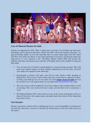 uses of musical theatre for kids