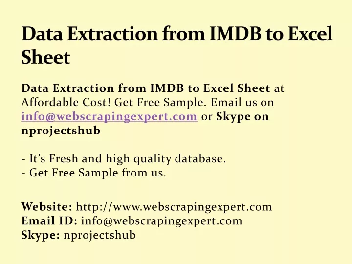 data extraction from imdb to excel sheet