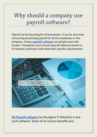 Why should a company use payroll software?