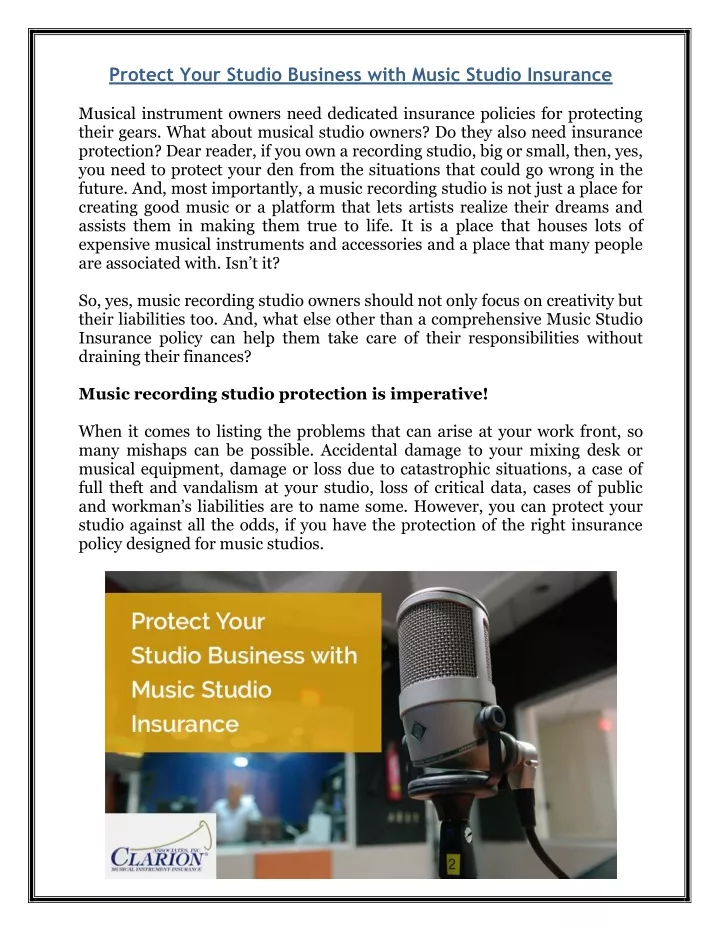 protect your studio business with music studio