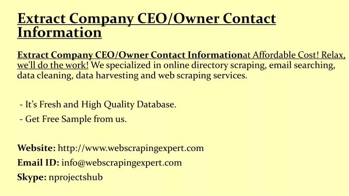 extract company ceo owner contact information