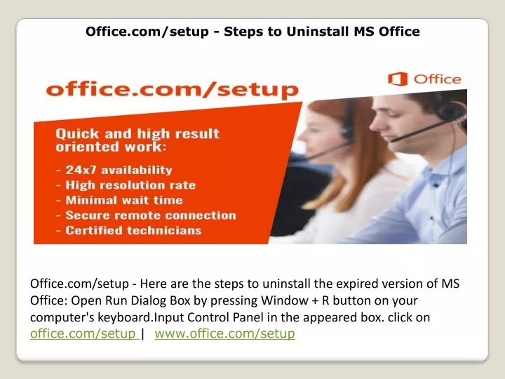 office com setup steps to uninstall ms office