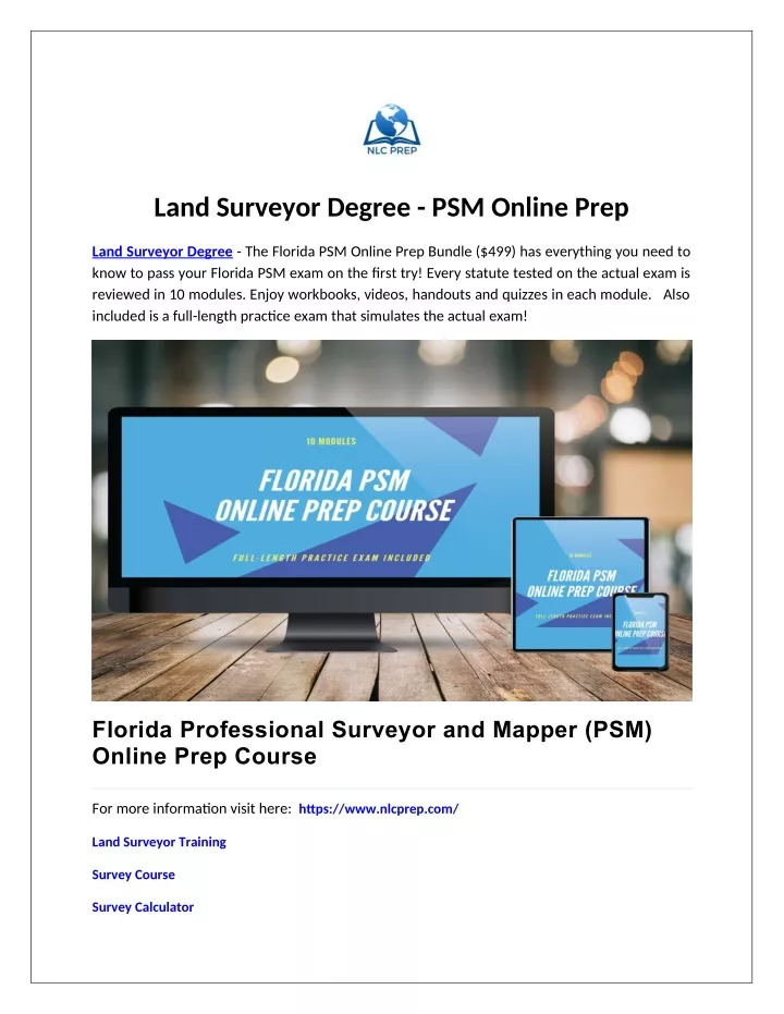 land surveyor degree psm online prep